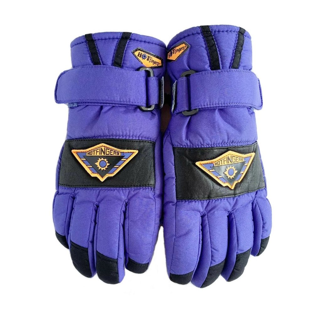 Snow Ski Gloves Nylon Cow Hide Leather Waterproof